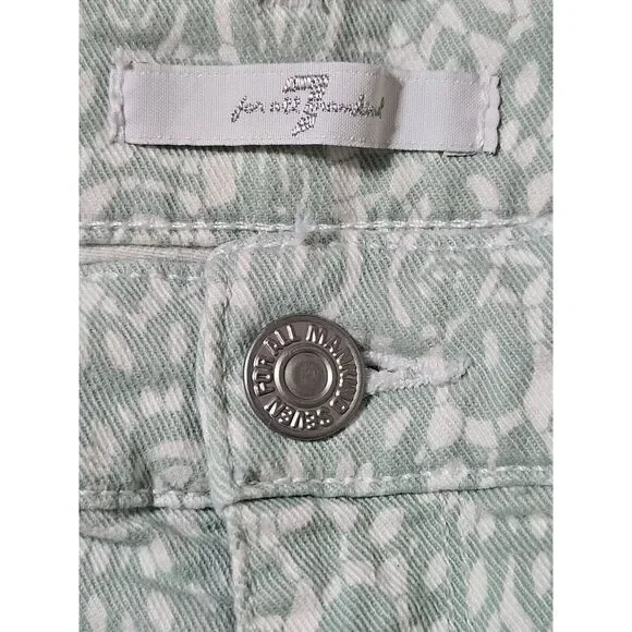 Seven 7 For Mankind Women‎ Shorts Green Flower And White Stretch 2" Women's 28 - Picture 4 of 5